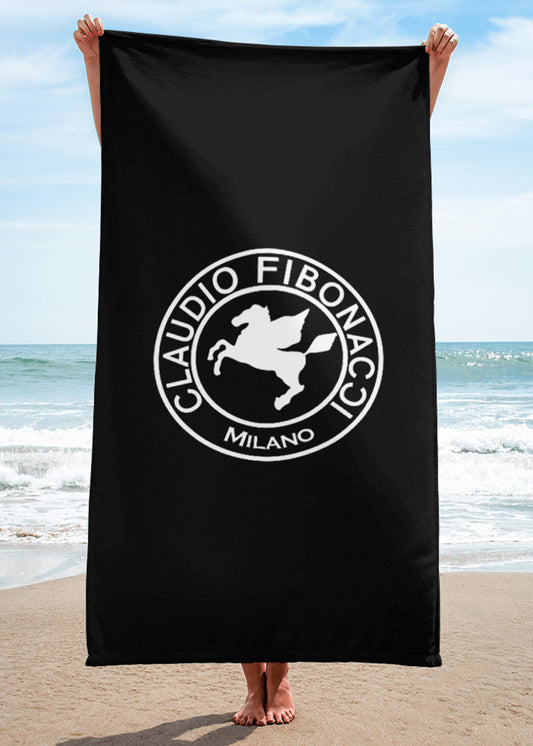 Beach Towel Black Claudio Fibonacci Logo